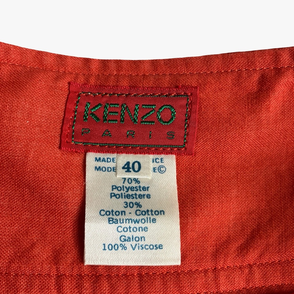 Kenzo Red Midi Skirt with Green Floral Border - Picture 3 of 16